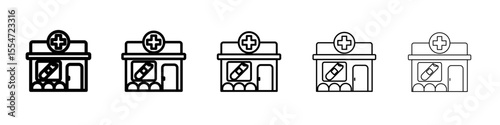 Pharmacy icon flat simple outline logo