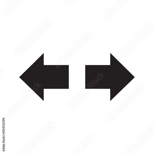 Opposite direction arrows icon representing transfer exchange comparison and a swap for bidirectional movement data synchronization import and export vector solid glyph icon