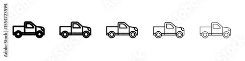 Pickup truck icon flat simple outline logo