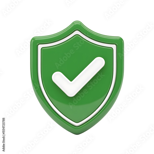 Green Shield Icon with White Check Mark on Black Background
