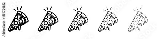 Pizza icon flat simple outline logo