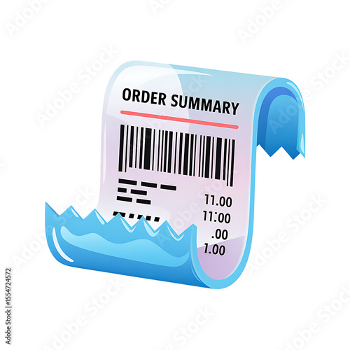 Illustrated Order Summary Receipt with Barcode and Amounts