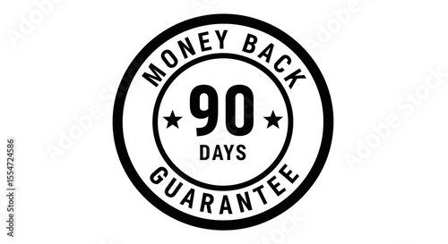 Black and White 90 Days Money Back Guarantee Seal with Stars