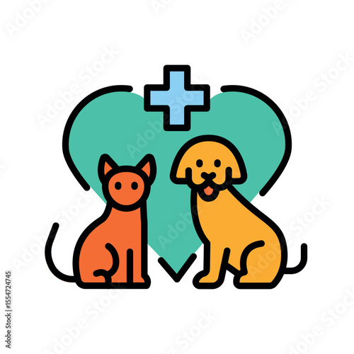 Veterinary Care color line icon for digital and print projects.