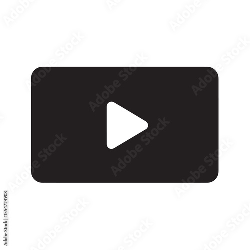 Video player interface icon with a play button for multimedia content streaming online digital media marketing and watching a web presentation vector solid glyph icon