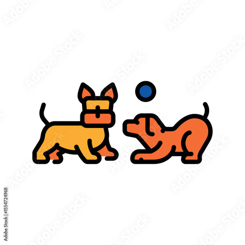 dogs play color line icon for digital and print projects.