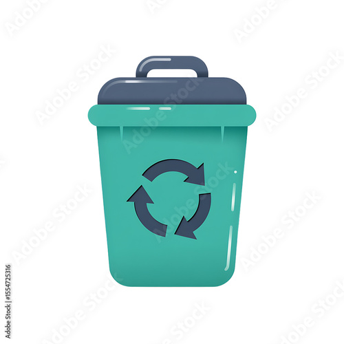 Teal Recycle Bin with Gray Lid and Arrows Icon recycling