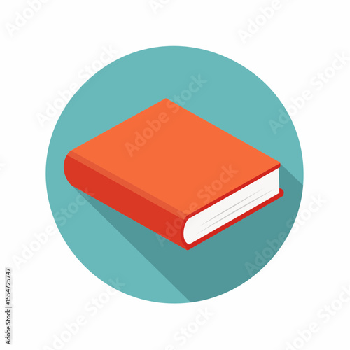 Red Hardcover Book Icon Education, Literature, Reading, Knowledge Symbol