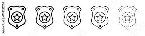 Police badge icon flat simple outline logo