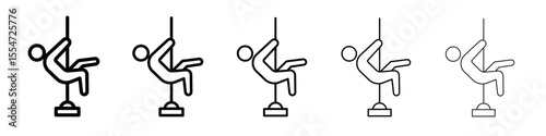 Pole dance icon flat simple outline logo