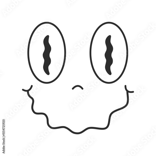 Comic fearful face, cartoon retro character of 70s.