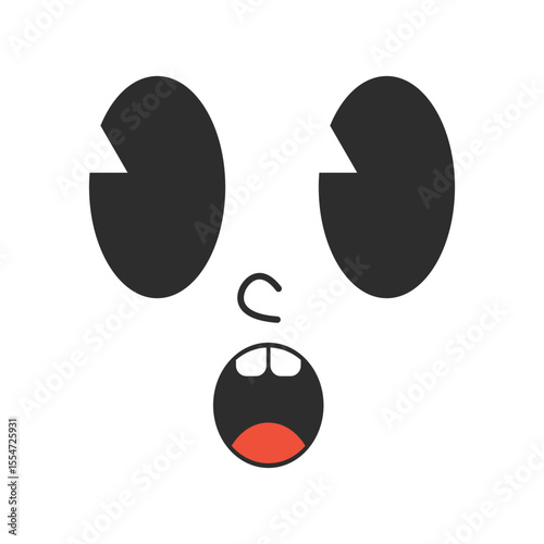 Comic fear face, cartoon retro character of 70s.