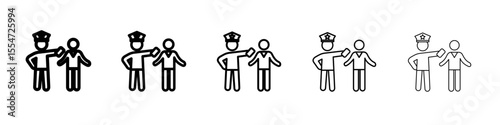 Police officer giving fine icon flat simple outline logo