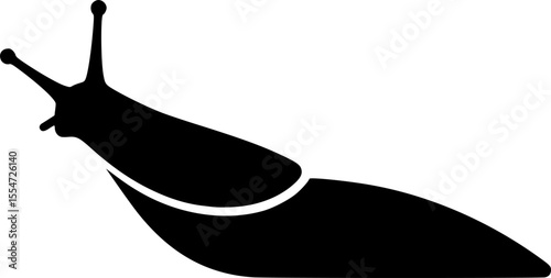 A black silhouette of a slow moving slug with antennae visible

