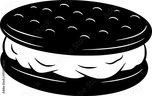 A classic black and white ice cream sandwich vector illustration graphic design
