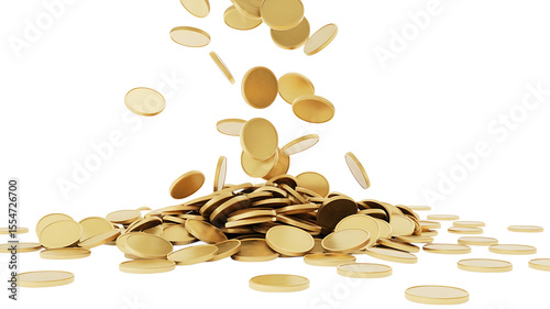 High-Contrast Image of Falling Gold Coins A Wealthy Visual
