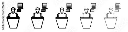 Press conference icon flat simple outline logo