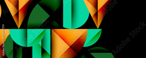 Abstract geometric typography. Vivid colors blend, creating dynamic letterforms against dark background. Modern design, sharp angles, visual impact.