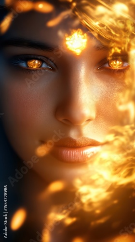Kali morphing through golden cube, divine fury inside symmetry