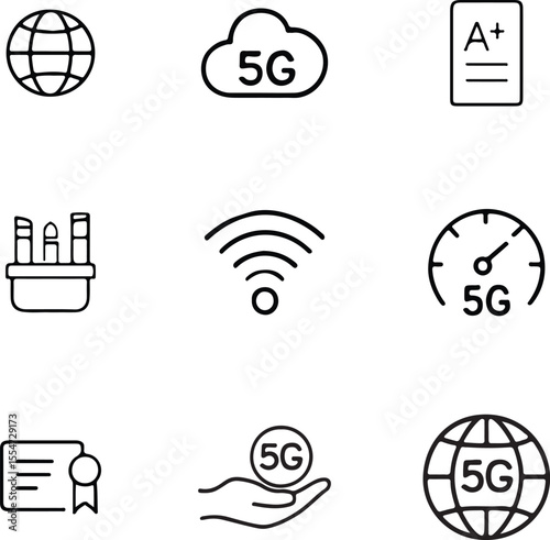 Minimalist Global 5G Education Icons