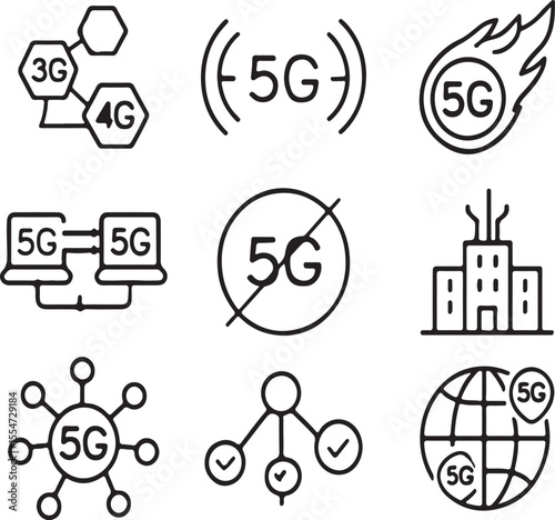 Minimalist 5G Connectivity Icon Grid