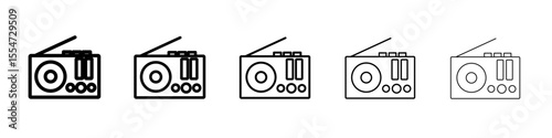 radio icon flat simple outline logo