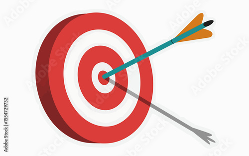 Achieving Your Goals A 3D Illustration of Archery Target and Arrow