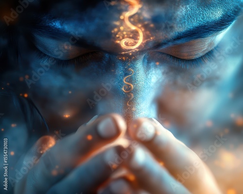 Shiva forming cosmos with mudras, surrounded by Fibonacci spiral stars, line monograph