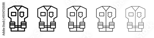 Reflective Police Vest icon flat simple outline logo
