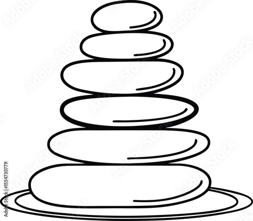 Stacking Rings Set Of Silhouette Vector, zen stones isolated