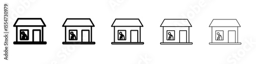 Retirement home icon flat simple outline logo