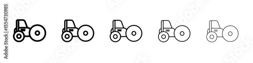 Road roller icon flat simple outline logo