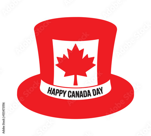Happy Canada Day Patriotic Top Hat Illustration