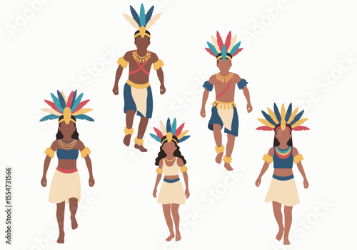 Flat Illustration Diverse People Dancing at Rio Carnival Party