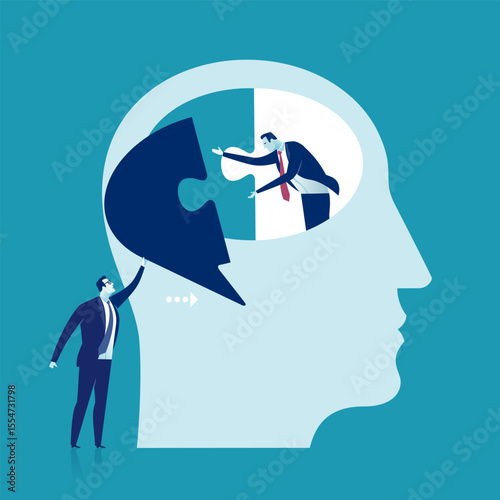 Delivery of the missing part of the idea. Mental support. Education. Business vector illustration 
