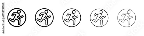 Running icon flat simple outline logo