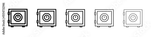 Safe vault box icon flat simple outline logo