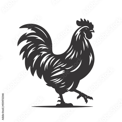 Black vector silhouette of a walking chicken ideal for poultry designs backyard farm art and food graphics