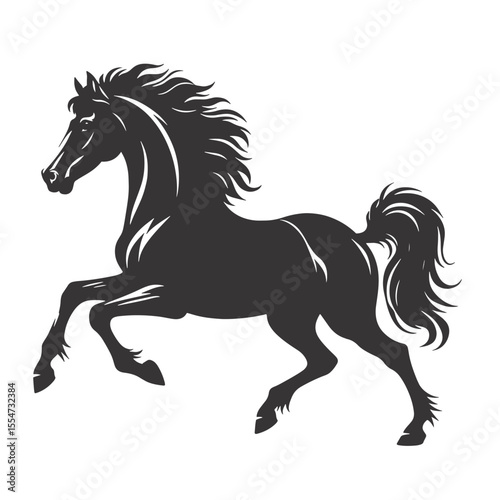 Galloping horse silhouette black vector for equestrian prints western art and wild animal designs