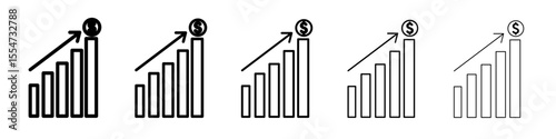 Sales growth icon flat simple outline logo
