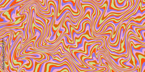 Grioovy psychedelic wave background for banner design. Retro 60s 70s psychedelic pattern. Modern wave retro abstract design. Rainbow 60s, 70s, hippie vector