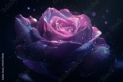 Fantasy glowing rose with magical blue light