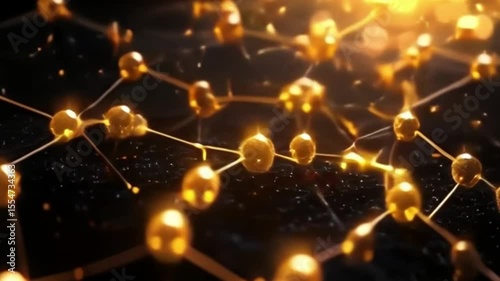 Golden network of interconnected nodes glowing brightly against a dark background.