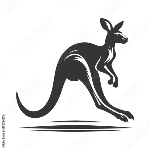 Hopping Kangaroo Silhouette Black Vector for Outback Wildlife Art, Australian Clipart, and Animal Designs