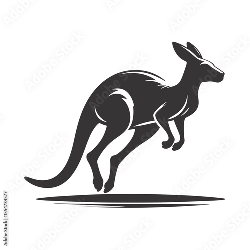 Hopping kangaroo silhouette black vector for outback wildlife art Australia clipart and animal designs
