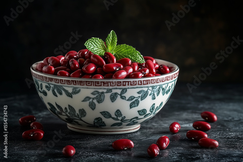 Red kidney beans in rustic ceramic bowl