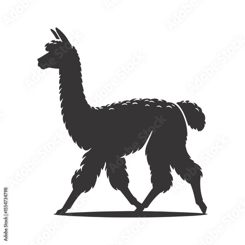 Alpaca silhouette walking black vector for rustic farm clipart nature wildlife designs and animal themed illustrations