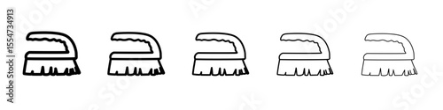 Scrubbing brush icon flat simple outline logo