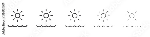 Sea view icon flat simple outline logo