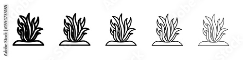 Seaweed icon flat simple outline logo